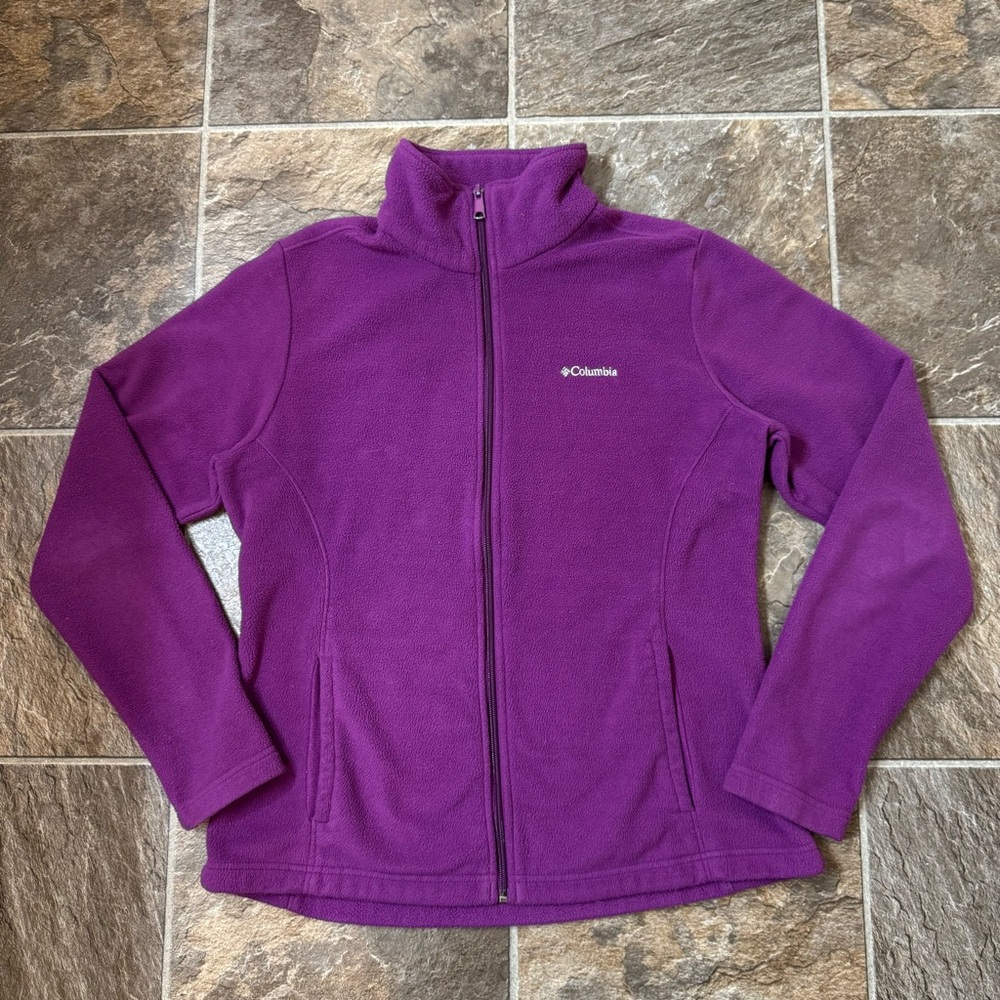 Columbia Jacket Womens Large Purple Full Zip High Neck Fleece Outdoor Ladies